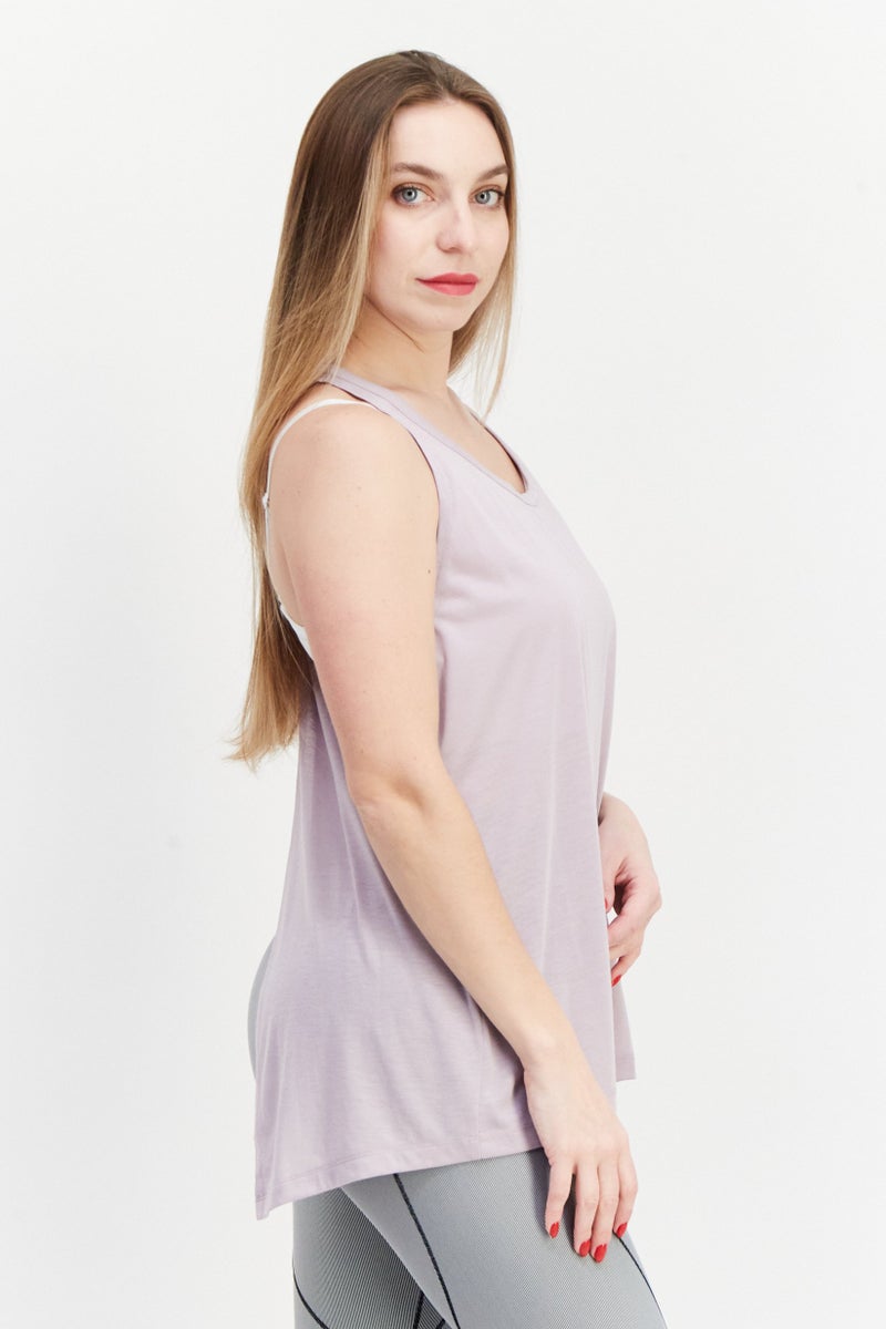 Nike تي شيرت تدريب بدون أكمام للنساء بتقنية دري فيت، موف - Image 4